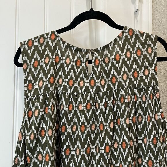 Sonoma Geometric Green Sleeveless Boho Top Keyhole Back Womens Size 2X - Picture 7 of 9